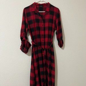 Seasonal Black and red gingham shirt dress-S